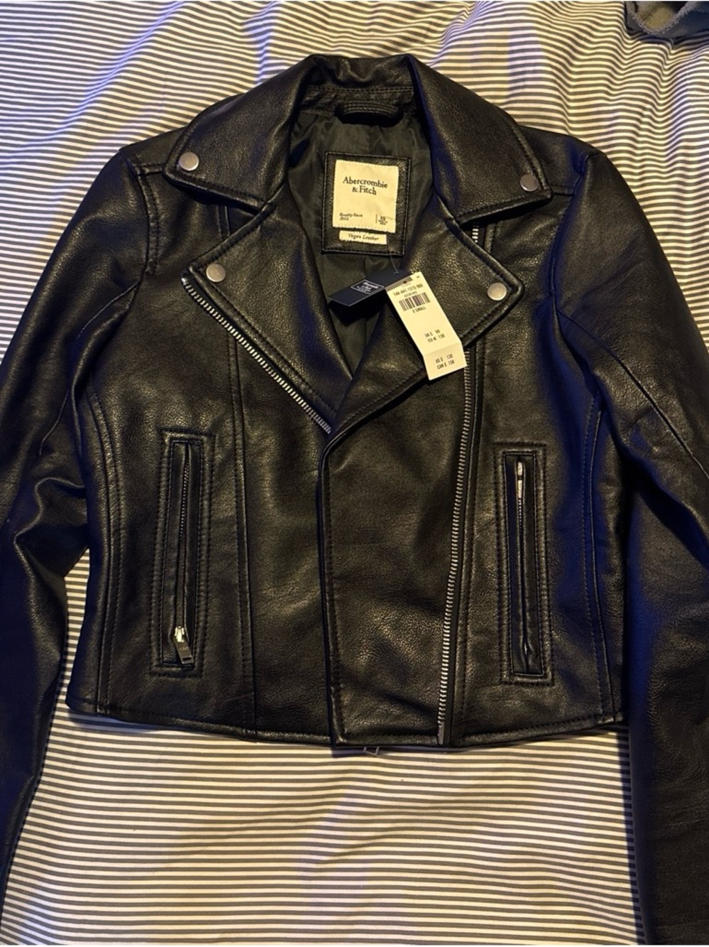Abercrombie & Fitch Black Faux Leather Biker Jacket